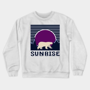 minimalistic purple sunrise with polar bear Crewneck Sweatshirt